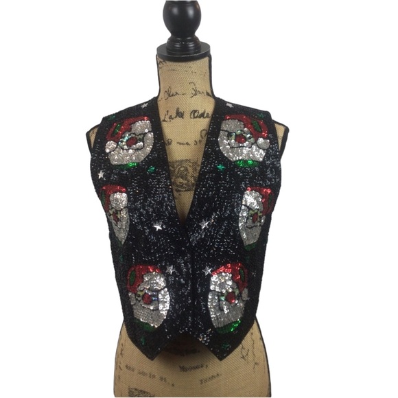 JC 001 USA Sequined Santa Vest Christmas - Picture 1 of 8